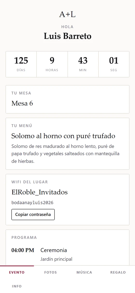 Pantalla de Luis: la mesa 6, el solomo y su acompañante