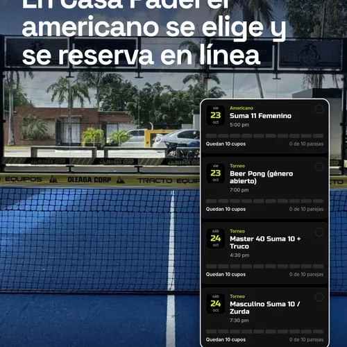 En Casa Padel, el americano de la semana ya se elige y se reserva desde el teléfono. Hasta hace poco…